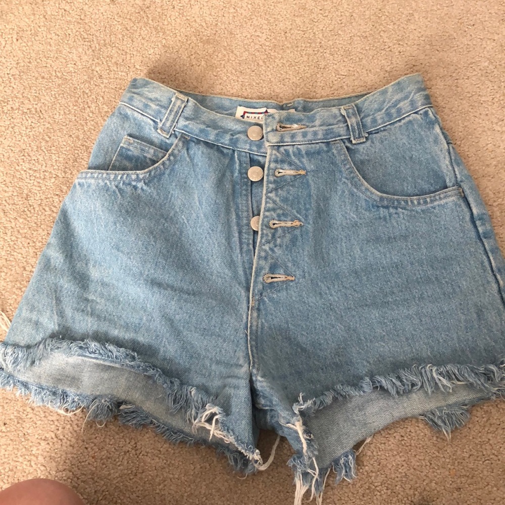 High Waisted Light Wash Denim Shorts